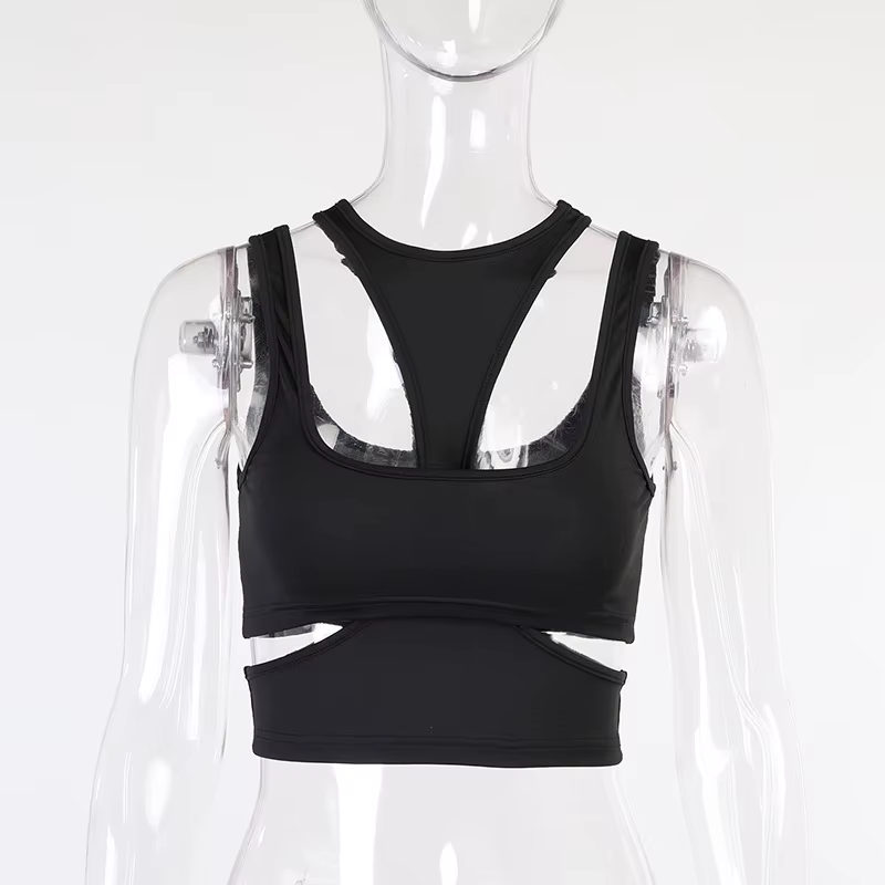 Y2k Sexy blanc découpé femmes T-Shirt sans manches mince T-Shirt femme vêtements 2023 été mode haut