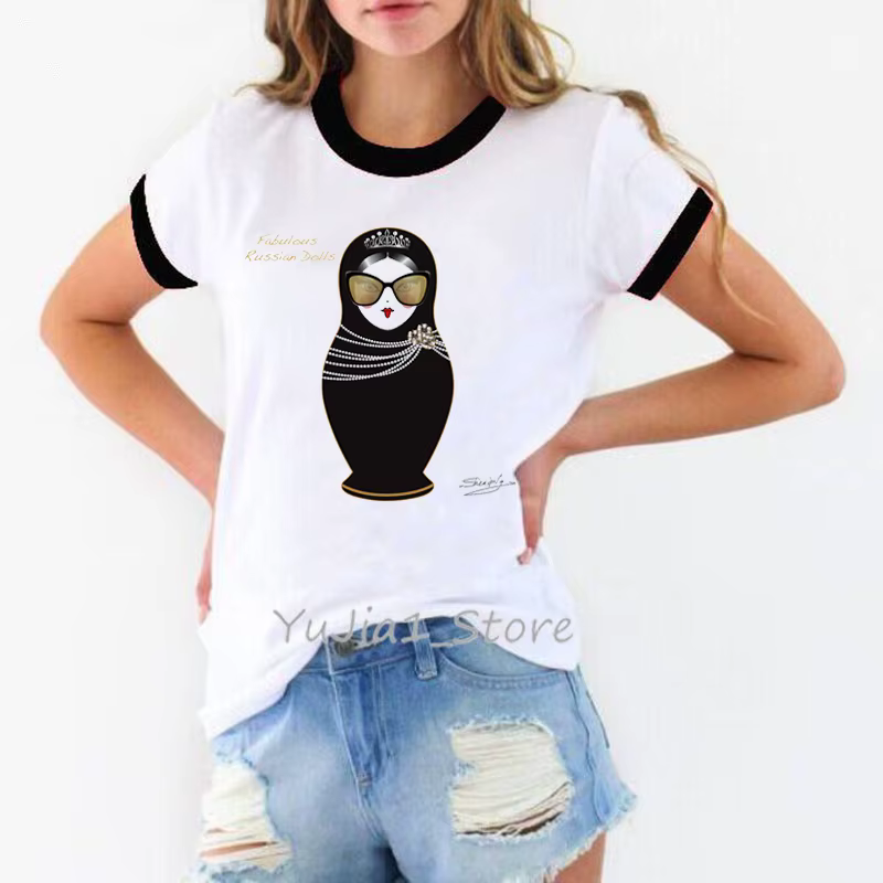 T-shirt vintage pour femmes, streetwear, humoristique, avec perles, style Harajuku, kawaii