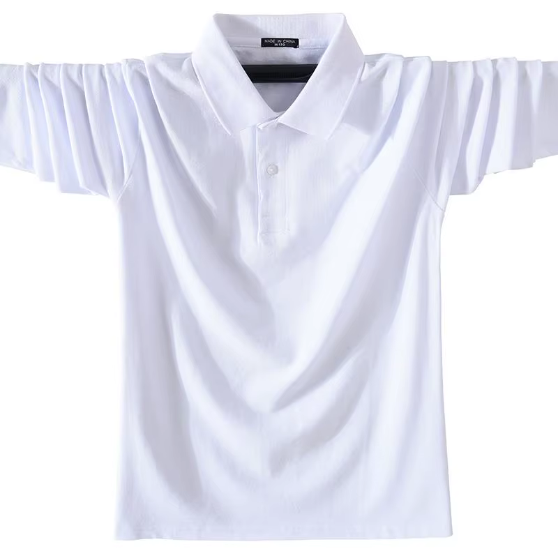 Polos à manches longues pour hommes, 100% coton, haute qualité, document solide, classique, décontra