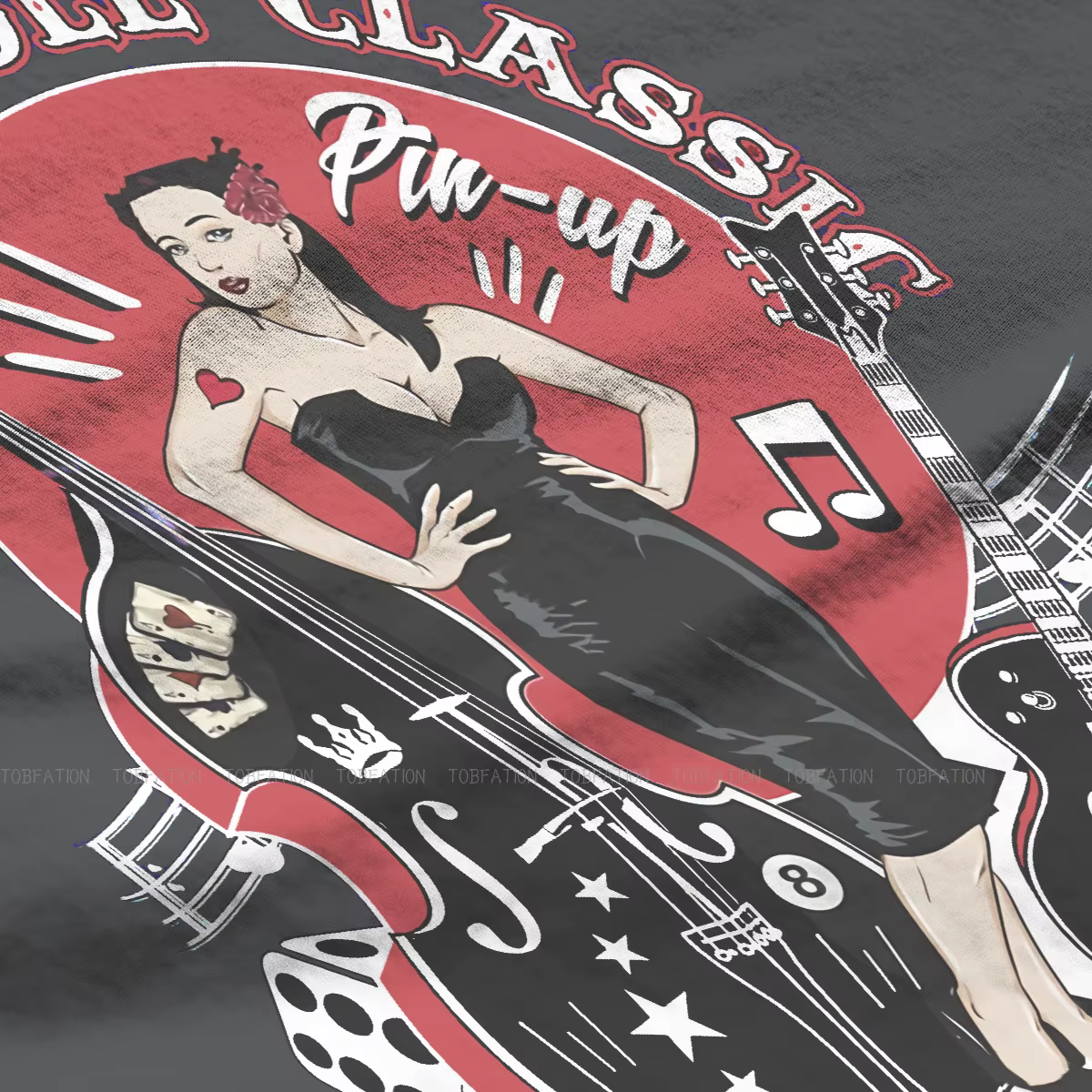 Rockabilly Vintage Rock Roll musique chaussette Hop femmes t-shirt Pin Up fille modèle filles t-shir