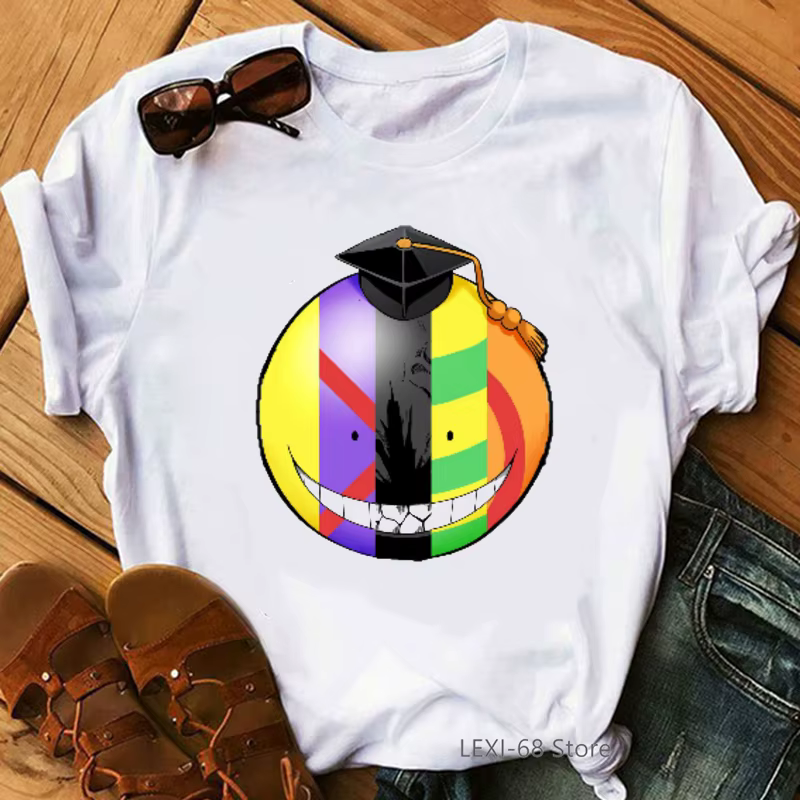 T-shirt graphique humoristique pour femme, imprimé lettre, Koro Sensei Bruh Face, aujourd'hui je sui