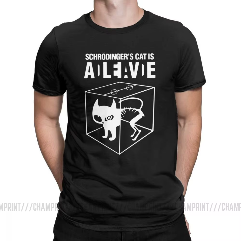 Schrodingers chat Big Bang théorie T-Shirts hommes Sheldon Cooper Geek TBBT pur coton t-shirt à manc
