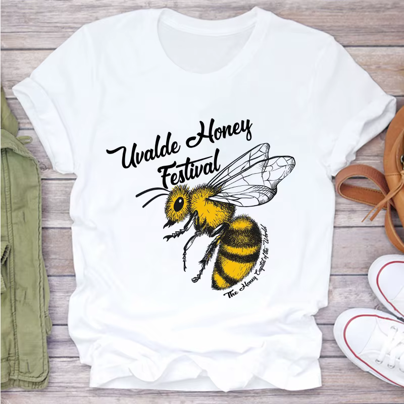 Hillbilly Bee Kind T-shirt jaune femmes esthétique graphique à manches courtes coton Polyester t-shi