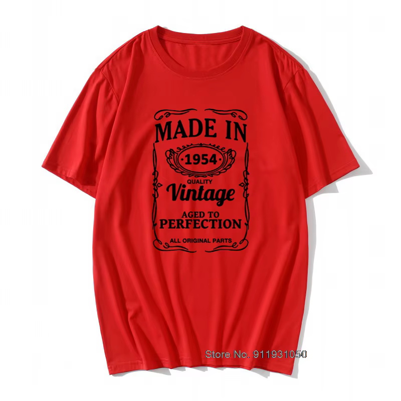T-shirt imprimé homme 66 67 68 69 70 ans cadeau 1951 1952 1953 1954 1955 motif 100% coton anniversai