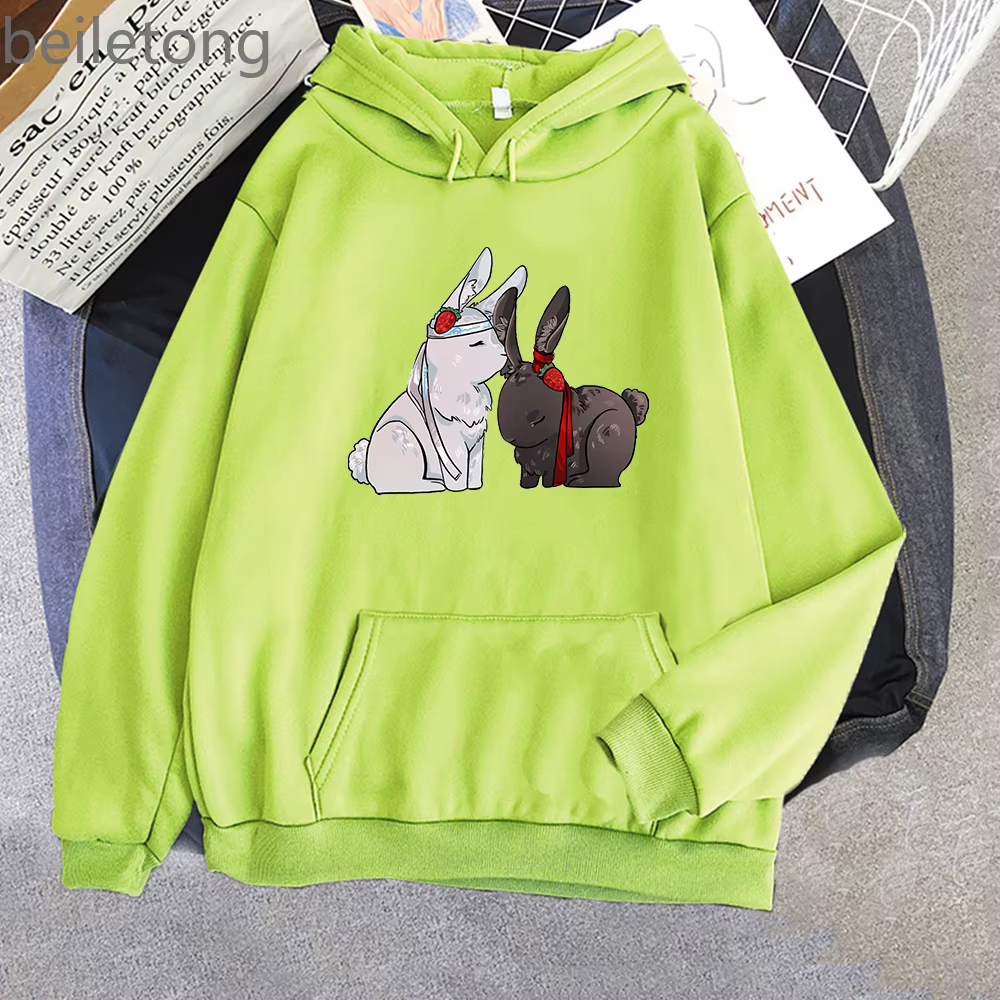 Sweat à capuche à manches longues pour hommes, Streetwear Harajuku The Untamed Wangxian bunnies, amp