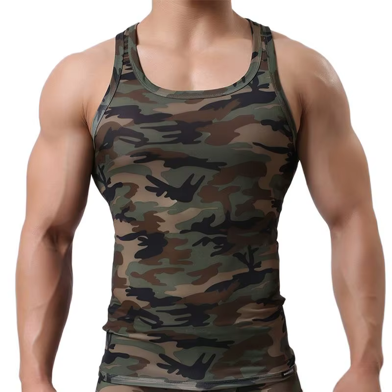 Débardeur à séchage rapide pour hommes, maillot de corps sans manches, Fitness, Camouflage, Singlet,