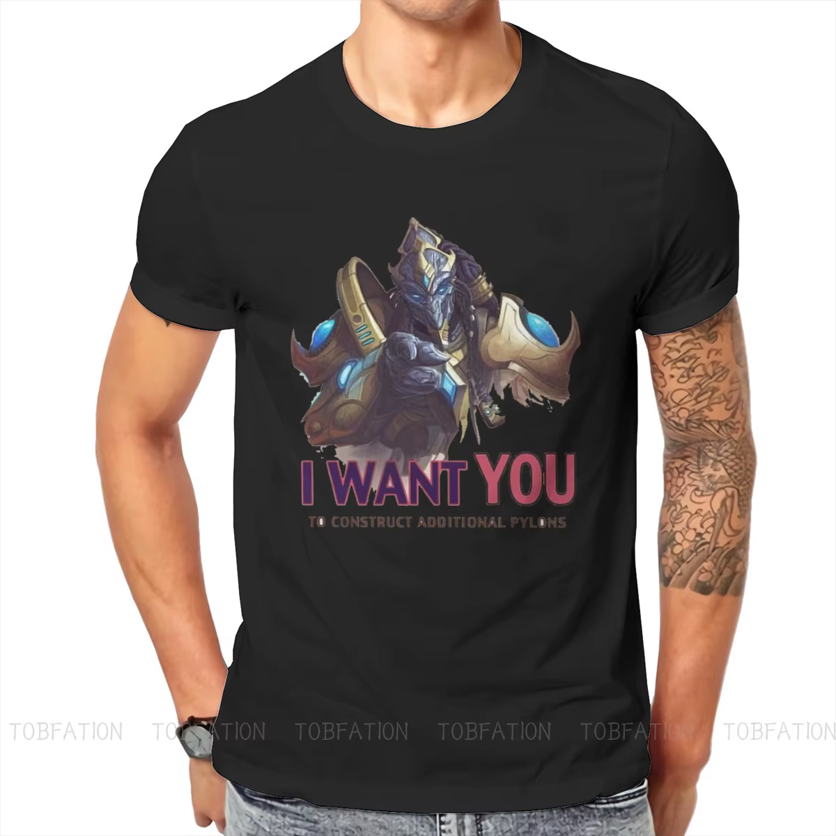 T-shirt col rond surdimensionné pour homme, vêtement de haute qualité, avec image de StarCraft Game 