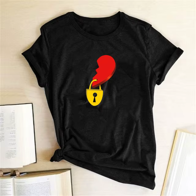 Couples T-shirt coeur clé serrure Mr mme imprimer Couple T-shirt été roi reine T-shirt décontracté h