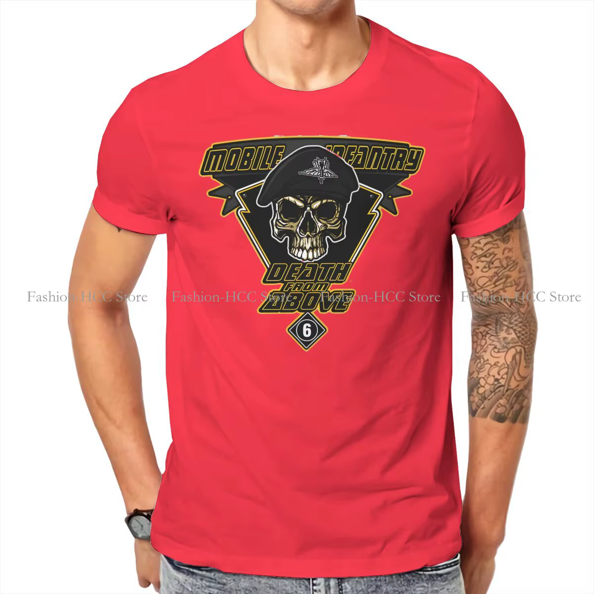 Mort d'above noir nouveaux t-shirts Starship Troopers mâle graphique pur coton Streetwear t-shirt