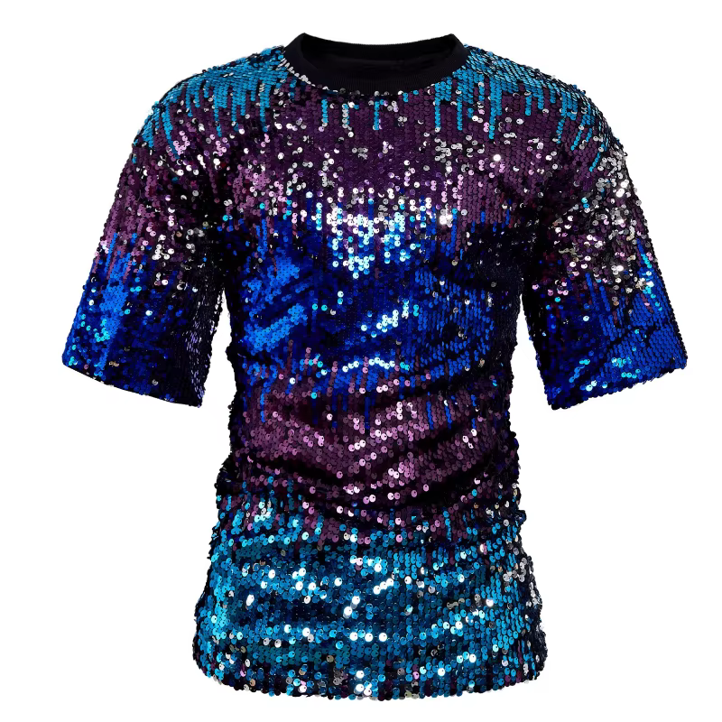 T-shirts à sequins colorés à manches courtes pour hommes, collection 2026, parfaits pour les soirées