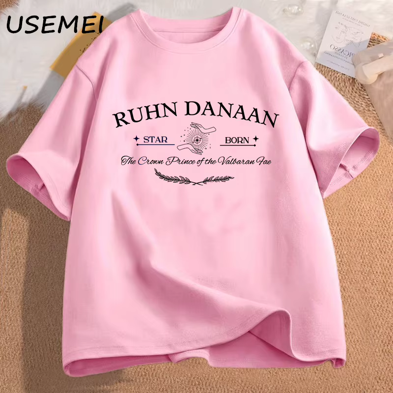 Ruhn Danaan-T-Shirt à Manches Courtes en Coton pour Amoureux des Livres, Vêtement Croissant de Ville