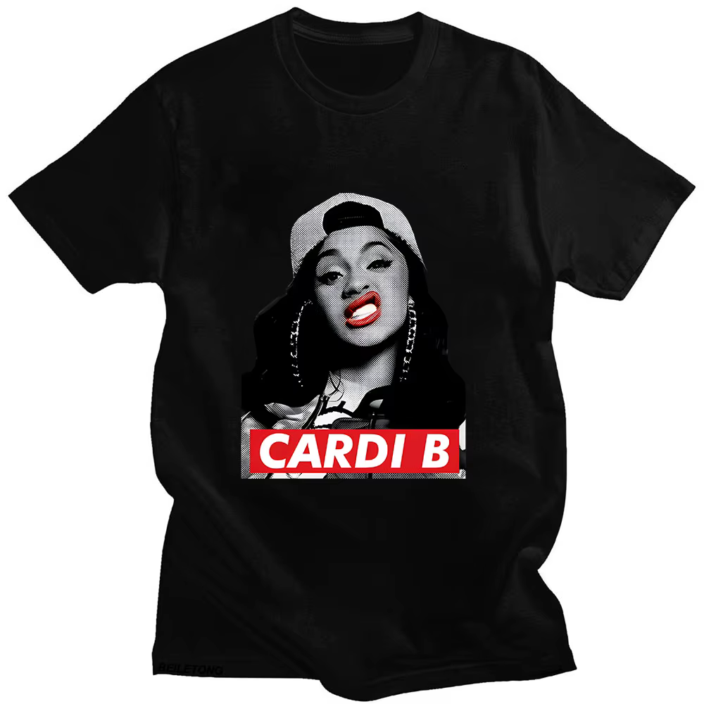 T-shirt Cardi B en coton avec impression graphique, T-shirt esthétique, Économie gothiques Harajuku,
