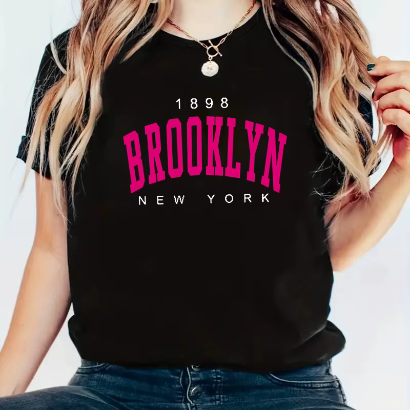 2024 Nouvel Été Femmes T-shirt 1898 Brooklyn New York Imprimé Manches Courtes T-Shirts Chaud Décontr