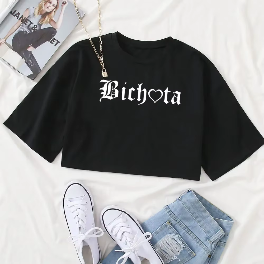T-shirt décontracté Bichota Crop Y-Bichota, T-shirt Karol G Crop Y-GérCadeau Meisjes O-hals Korte Mo