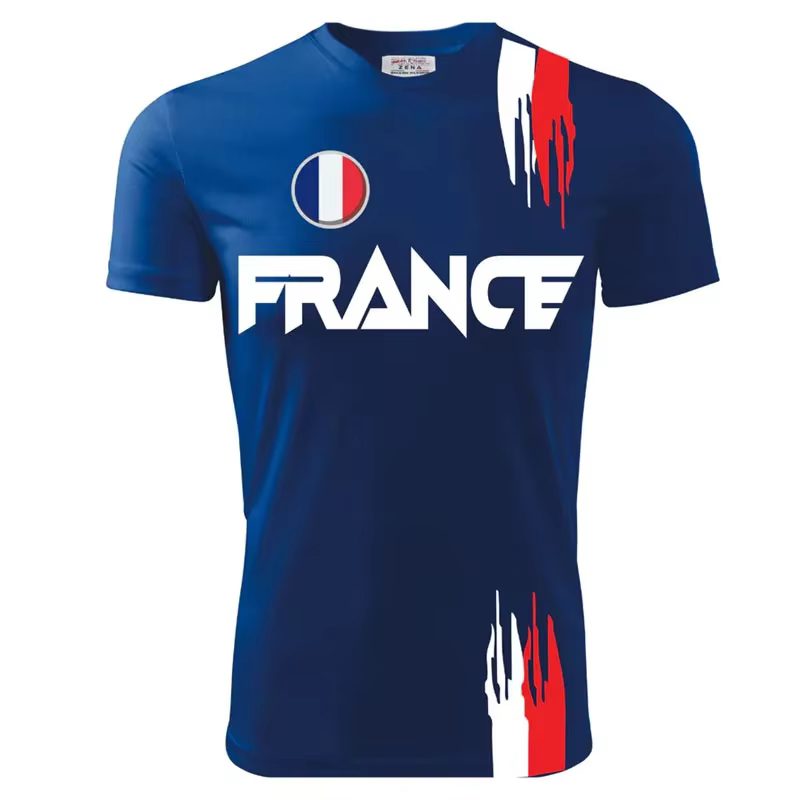 T-shirt Homme Oversize à Manches Courtes Imprimé Drapeau Rétro France & Coq Gaulique – Style Footbal