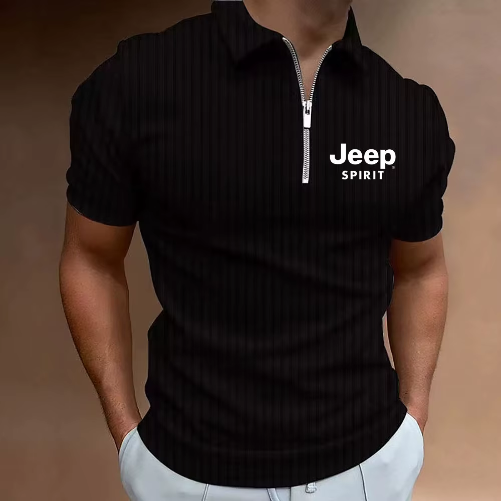 Polo à col zippé Jeep pour homme |   Vêtements de golf et de tous les jours respirants à rayures