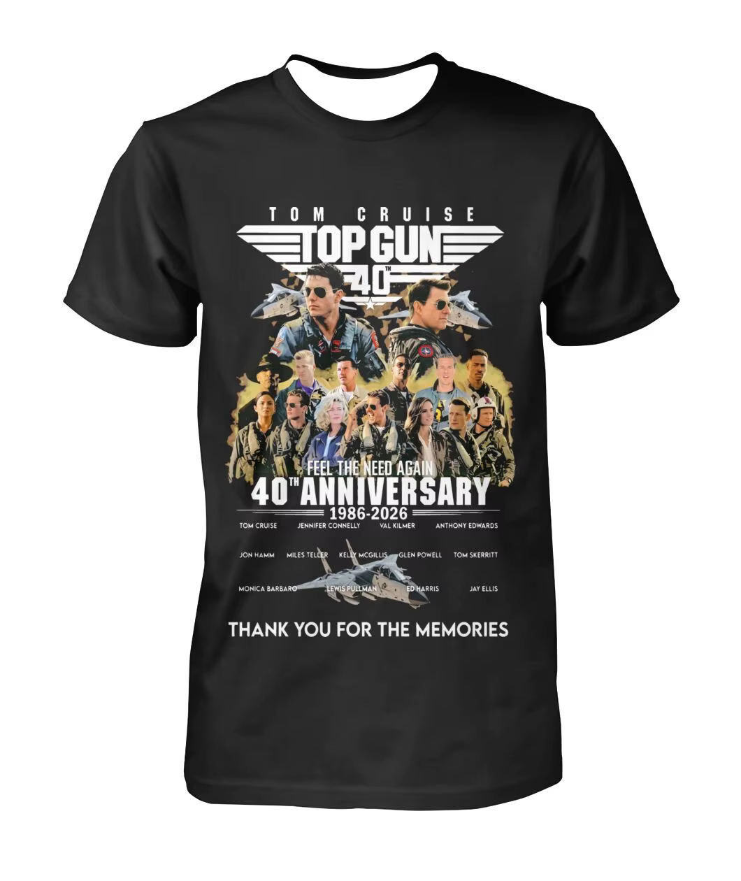 T-shirt unisexe d'été Y2K rétro décontracté, motif film commémoratif Top Gun 40e anniversaire 2026
