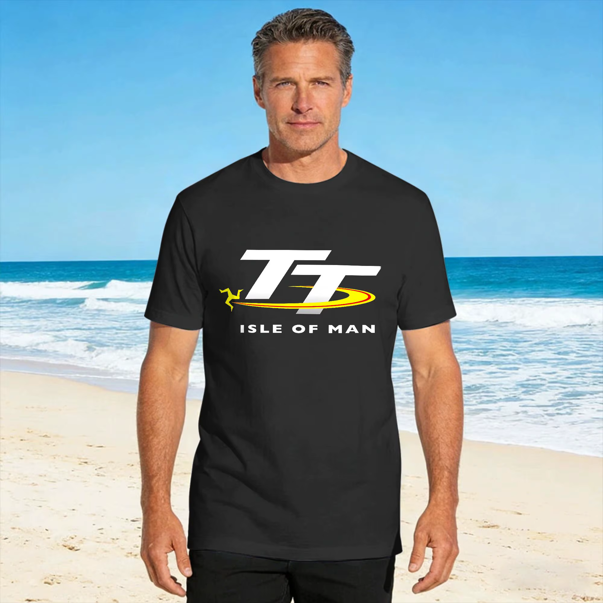 T-shirt Isle of Man TT, tendance et cool, en coton, col rond, vêtements surdimensionnés, manches cou