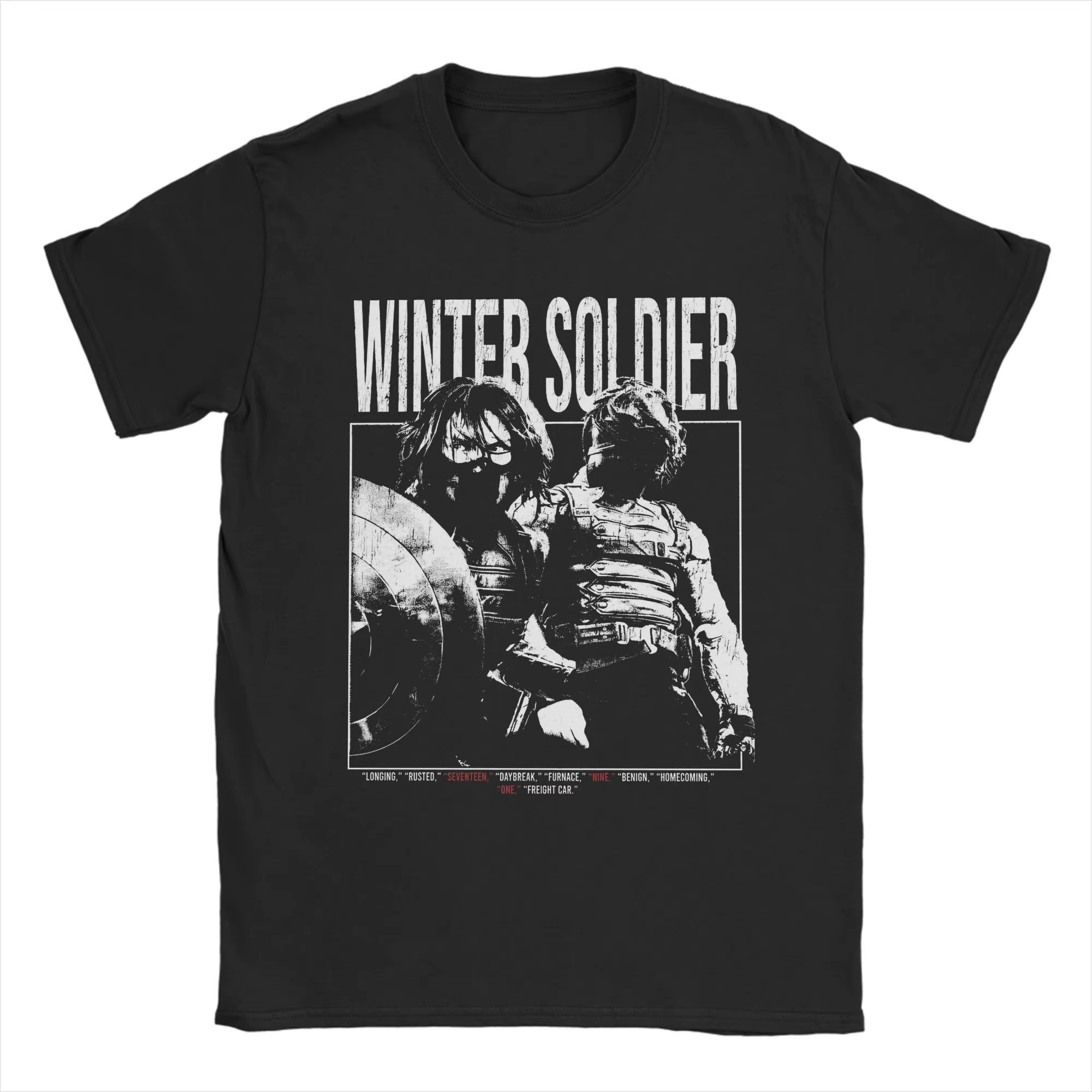 T-shirts Bucky Barnes Thunderbolts Winter Soldier Sebastian Stan pour hommes, en coton, col rond, vê