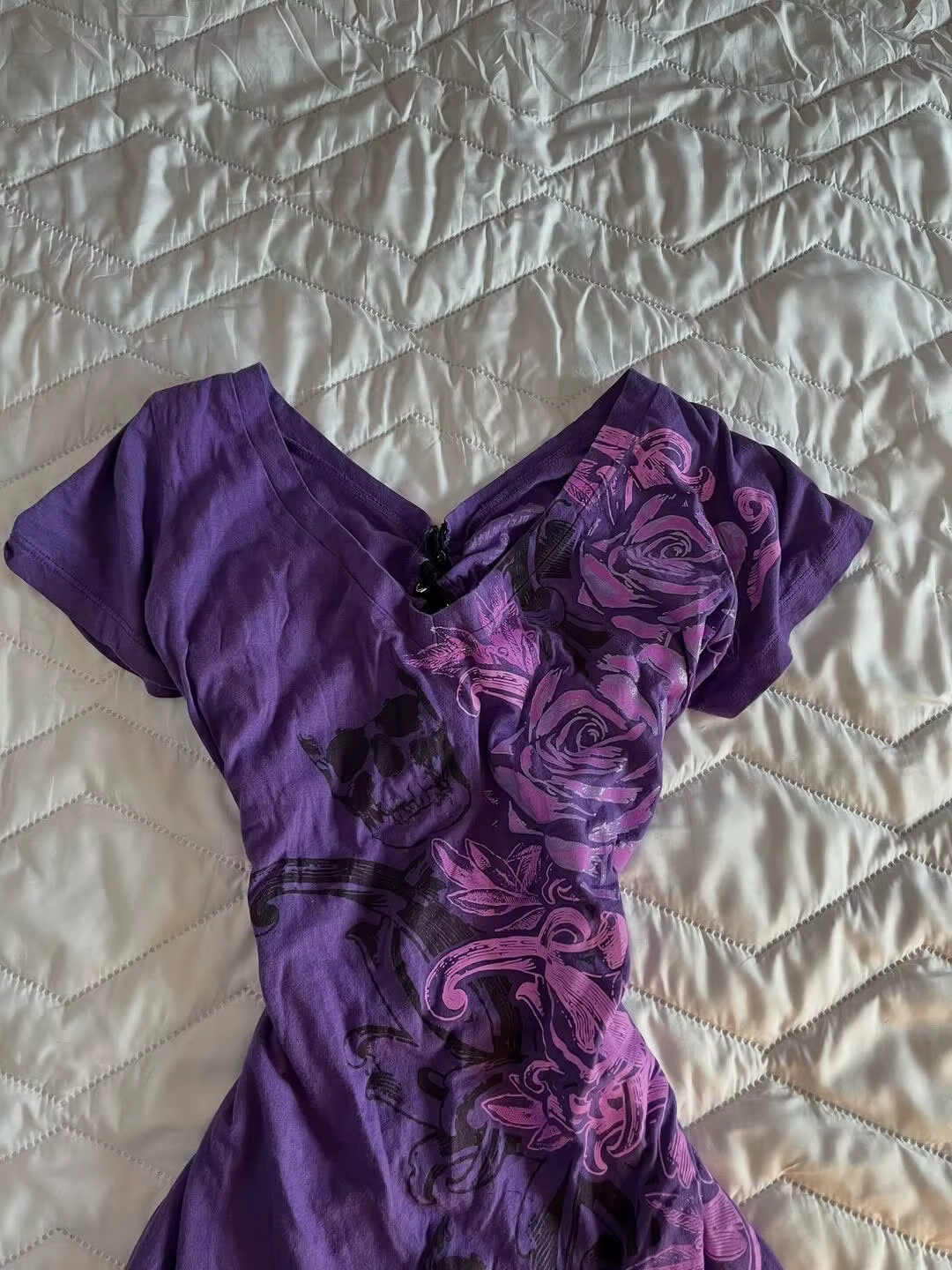 T-shirt esthétique violet pour femmes, vêtements, rose, manches courtes, Harajuku, sexy, tee-shirt c