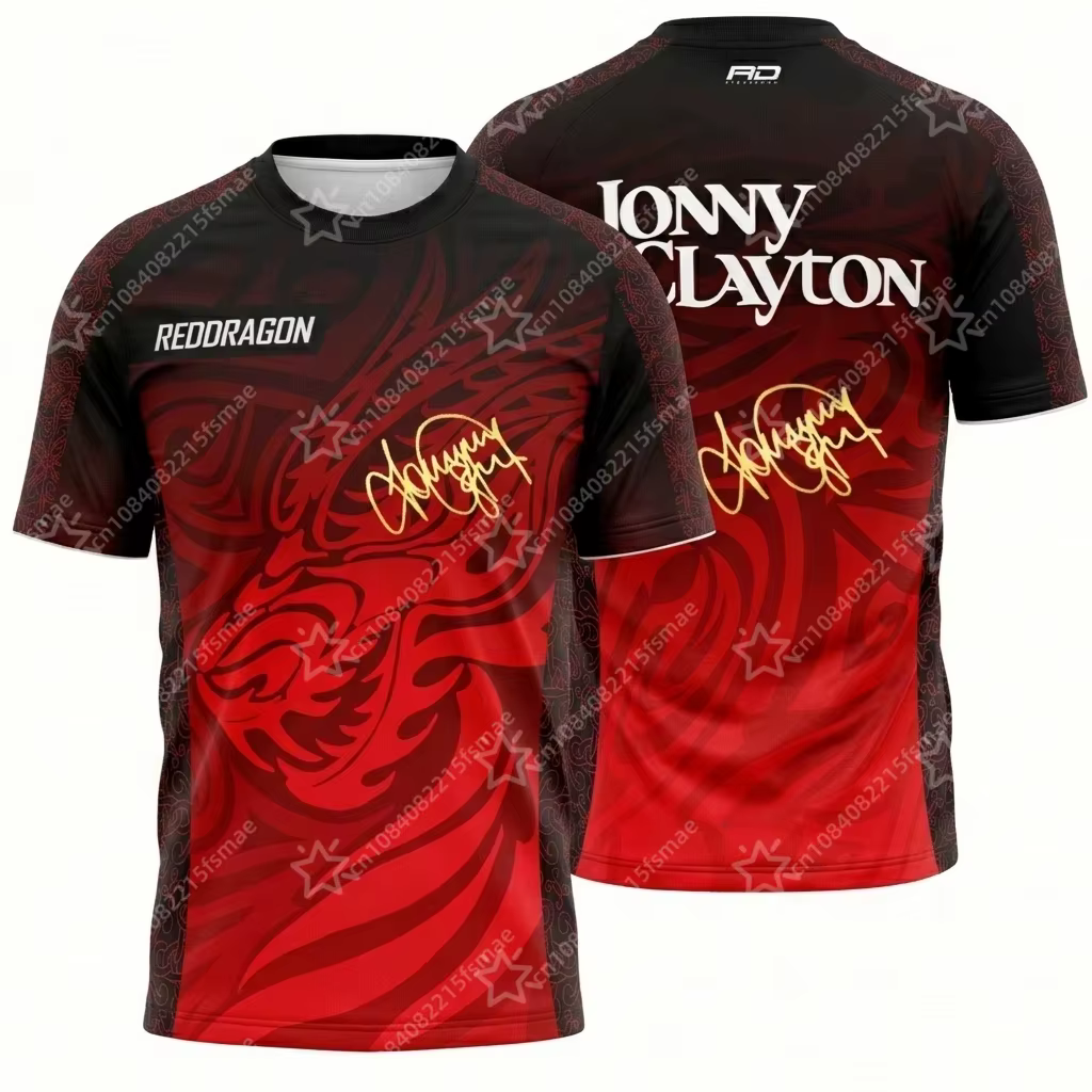 T-shirt de sport pour homme et enfant Jonny Clayton The Ferret Edition Darts, style dragon du Pays d