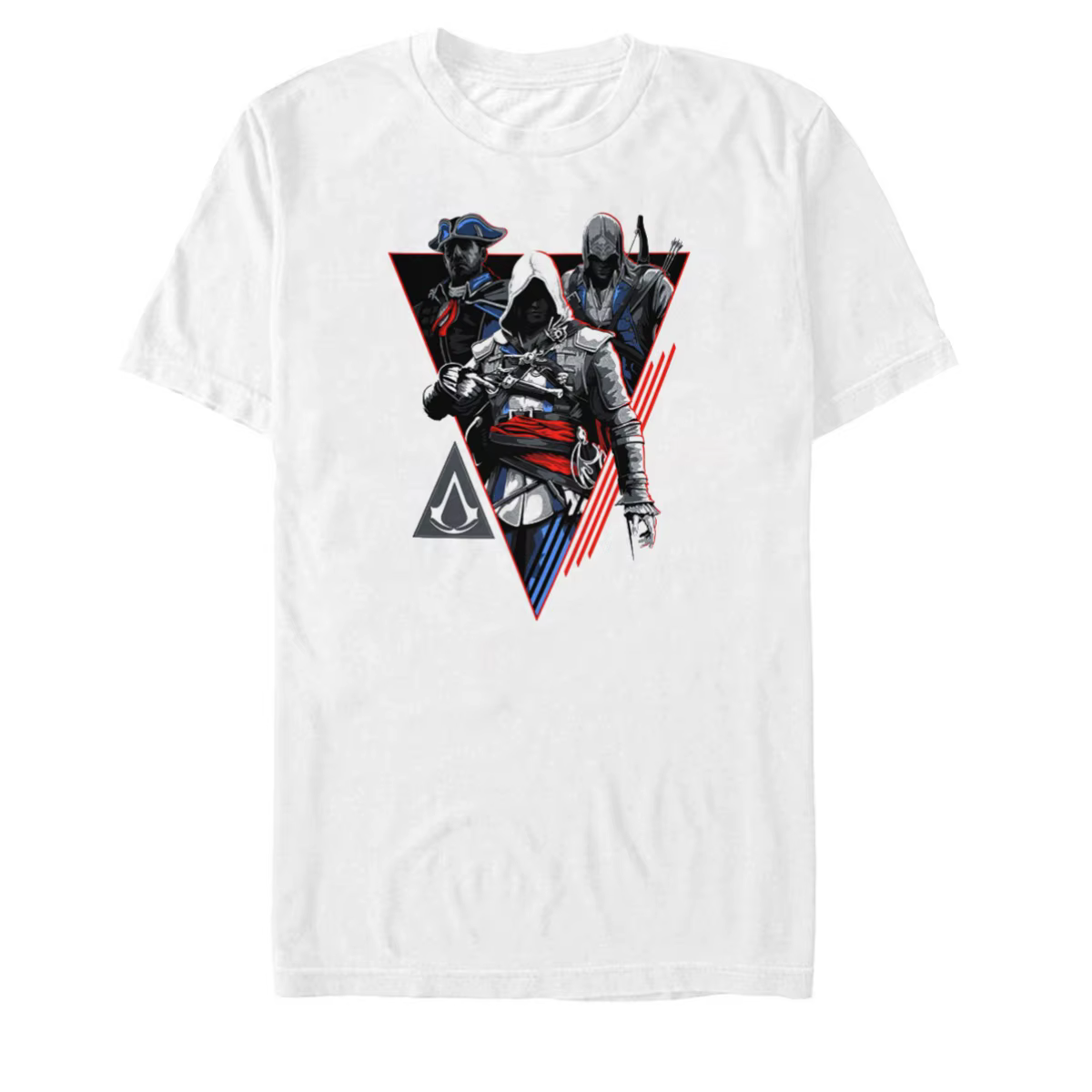 T-shirt décontracté en coton avec motif Assassin's Creed Linear White pour hommes et femmes, streetw