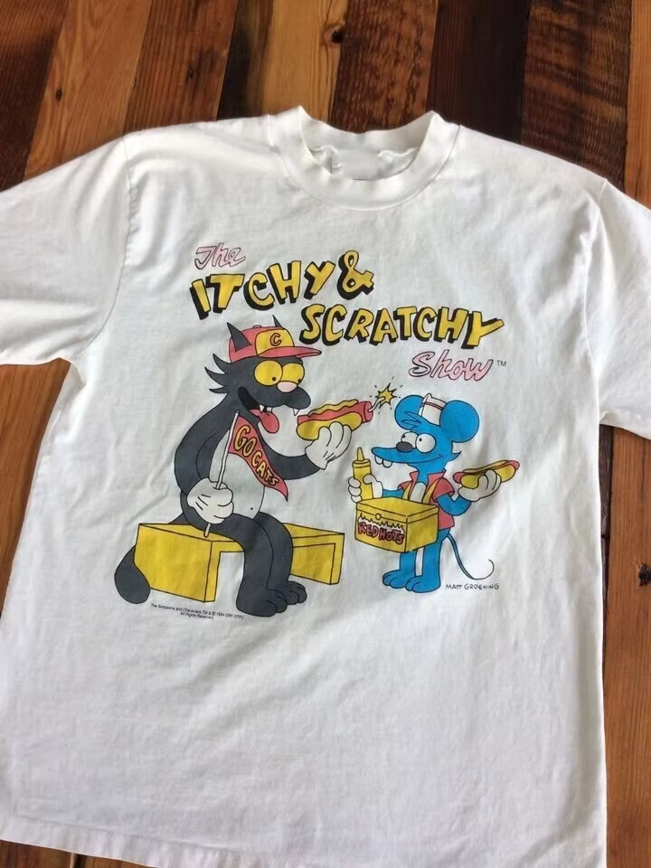 Les Simpsons-démangeaisons et Scratchy Show T-shirt unisexe T-shirt S-4XL T-shirt du père noël T-shi