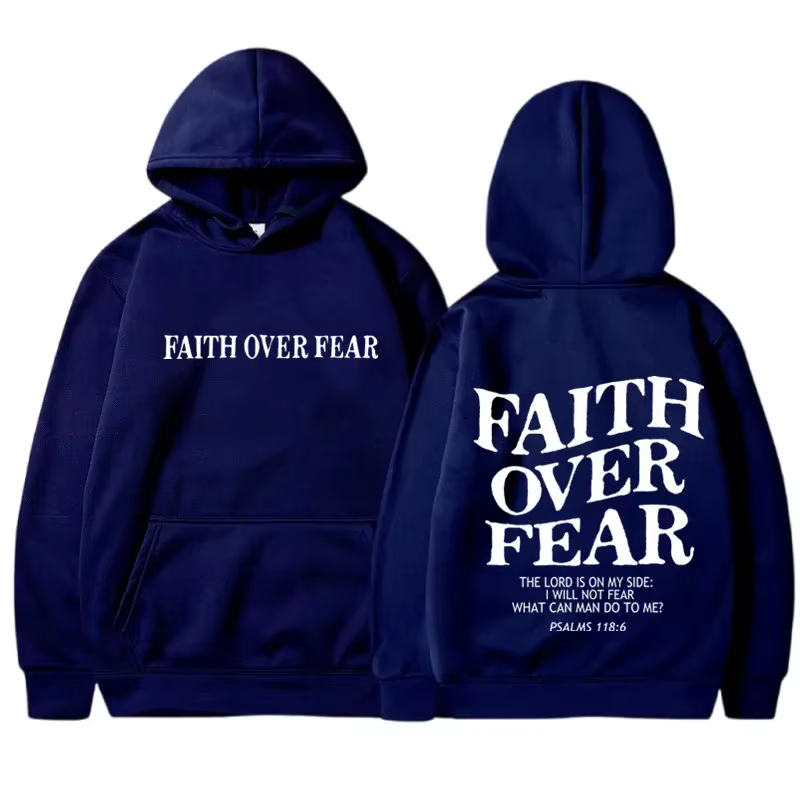 FAITH OVER FEAR sweat à capuche imprimé pour hommes femmes décontracté à manches longues sweats à ca