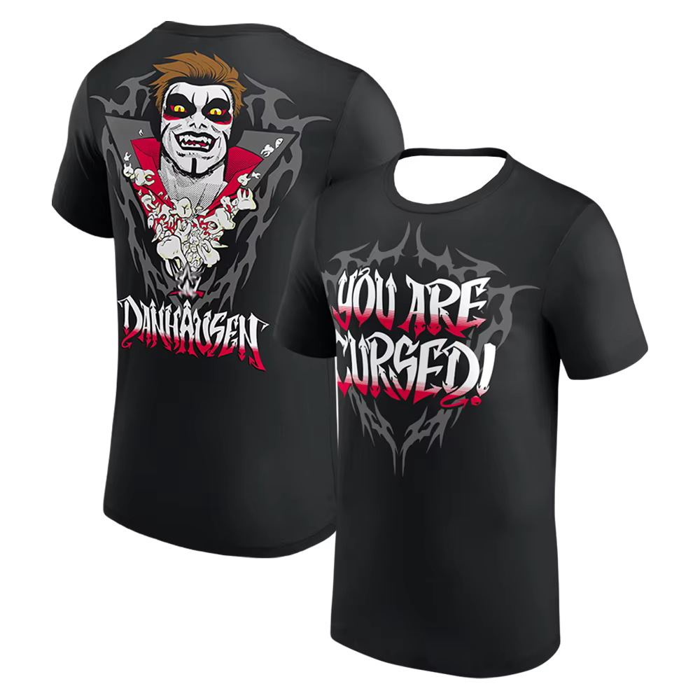 T-shirt noir Danhausen You Are Cursed pour hommes et femmes, col rond, manches courtes, vêtements de