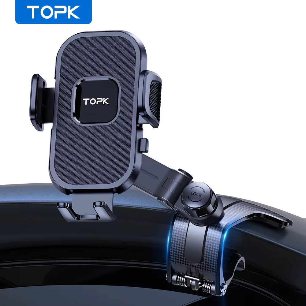 TOPK – support de téléphone portable universel pour tableau de bord, fixation facile par clip, suppo