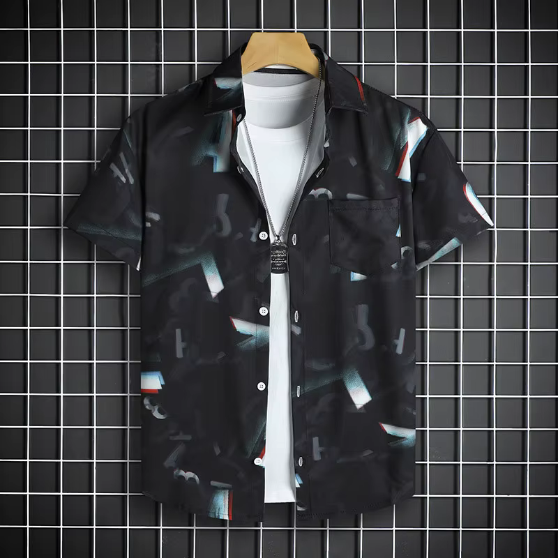 Haut à manches courtes imprimé géométrique cool pour hommes, faites une déclaration avec notre haut