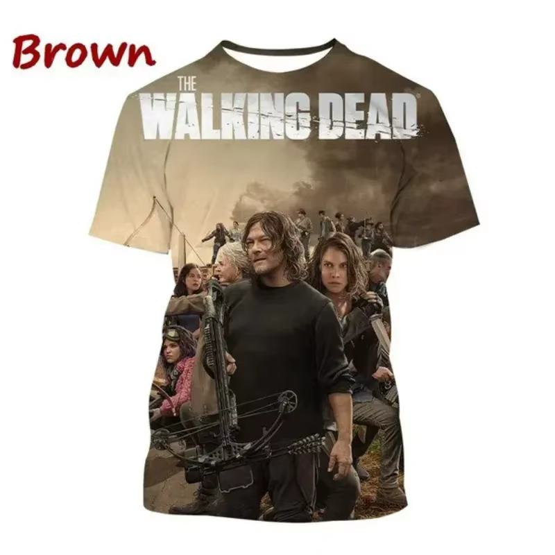 T-shirt imprimé en 3D de la série TV classique d'horreur The Walking Dead, vêtements d'été pour homm