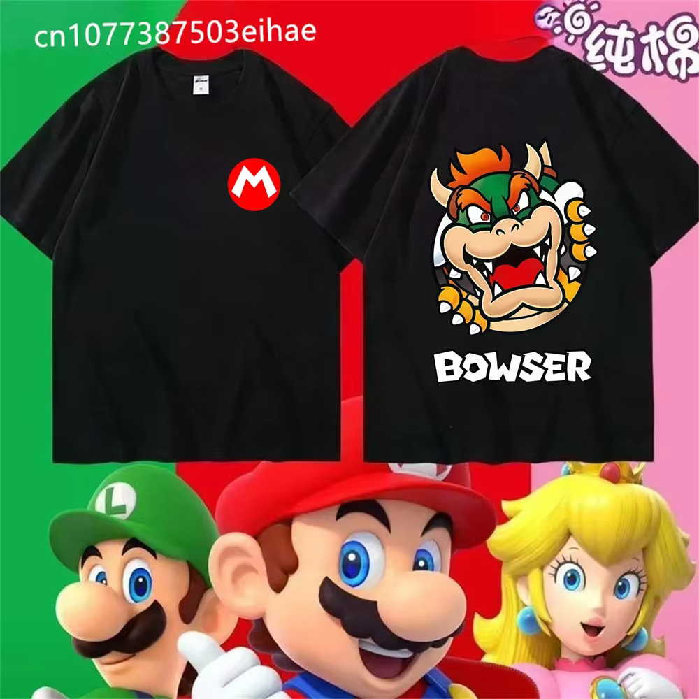T-shirt Super Mario Yoshi 2026 Nouvelle Collection Été Unisexe Décontracté Streetwear Enfants & Adul