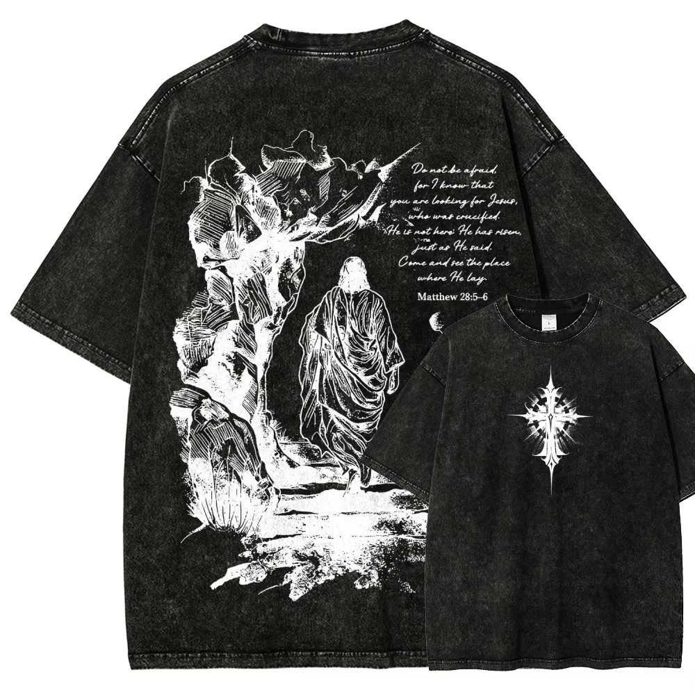 T-shirt délavé pour les amateurs d'anime chrétien, vêtements toute l'année, vêtements de haute quali