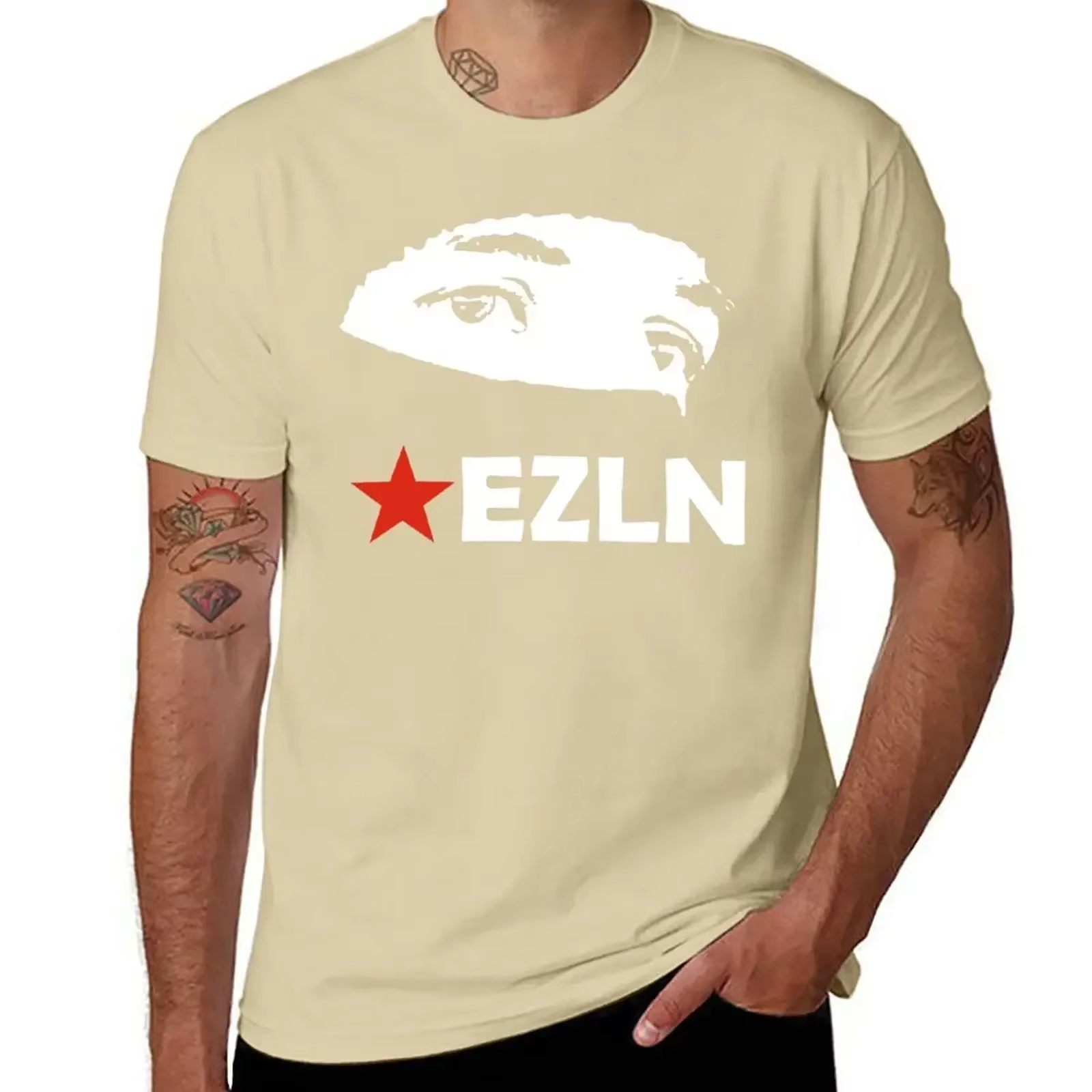 EZLN-T-shirt drôle uni pour homme