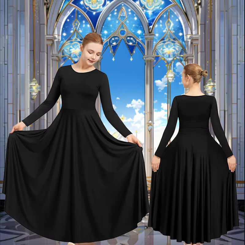Robe de danse de louange de noël à manches longues pour femmes, hauts de culte d'église pour adultes