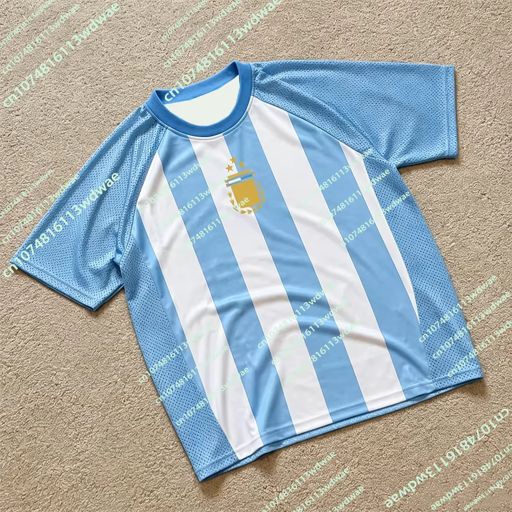 Maillot de football Argentine 2026 bleu et blanc rayé style rétro – T-shirt de football pour homme, 