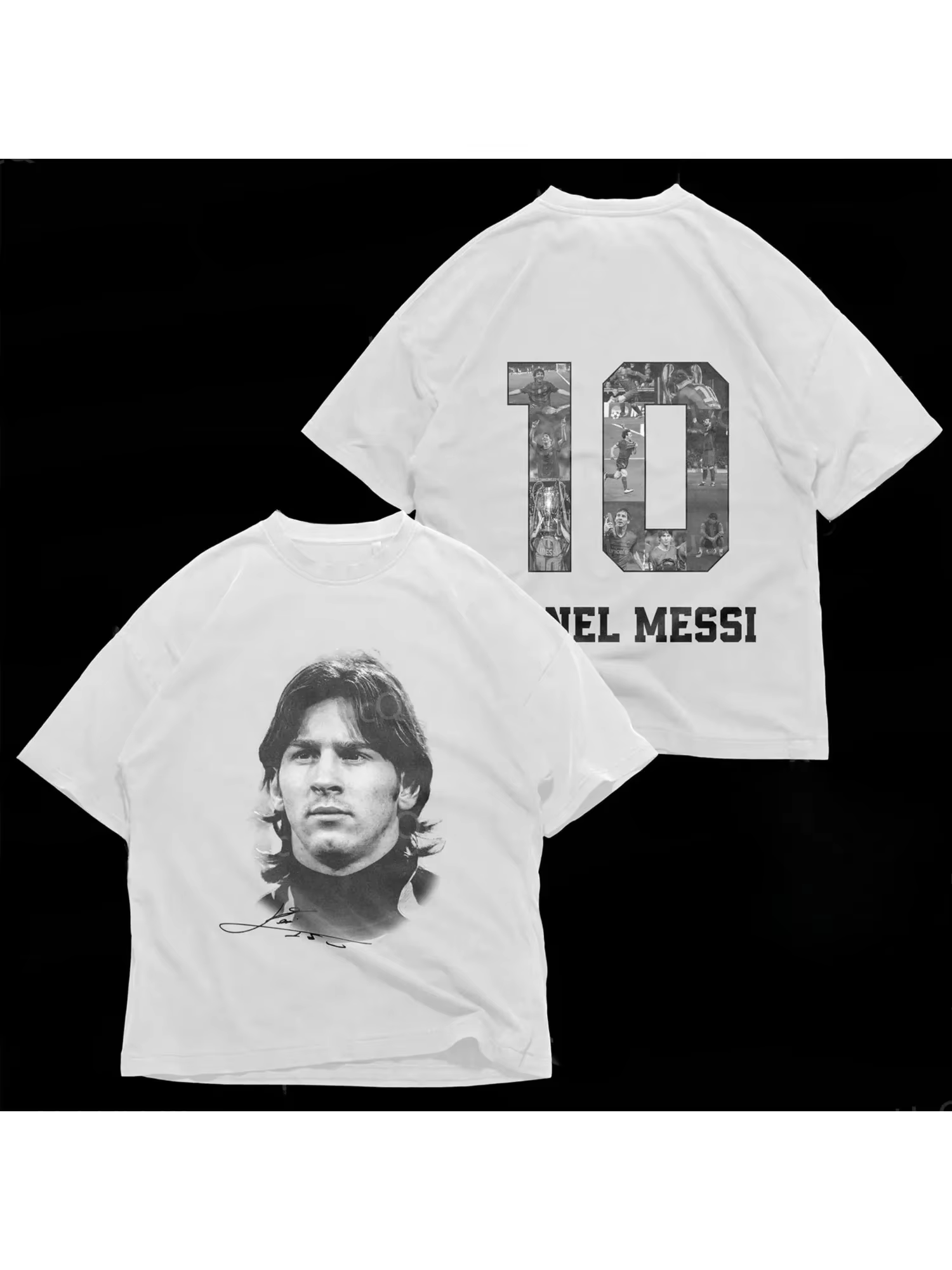 Nouveau T-shirt pour Homme en Coton Américain Imprimé Effet Vieilli, Motif Super Star du Football Li