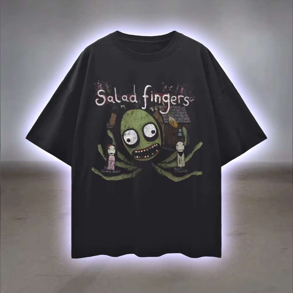 T-shirt Salad Finger : T-shirt à thème d'horreur rétro, 100% coton, streetwear unisexe, adapté à tou