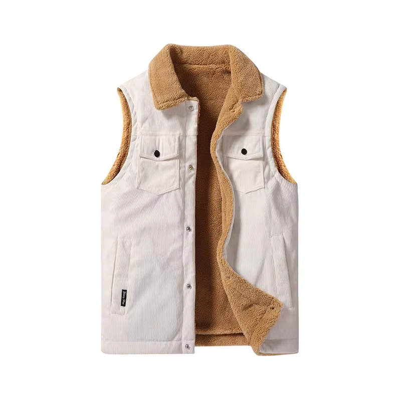 Gilet en velours côtelé pour hommes, veste optique, gilet décontracté, solide, sourire, chaud, hiver
