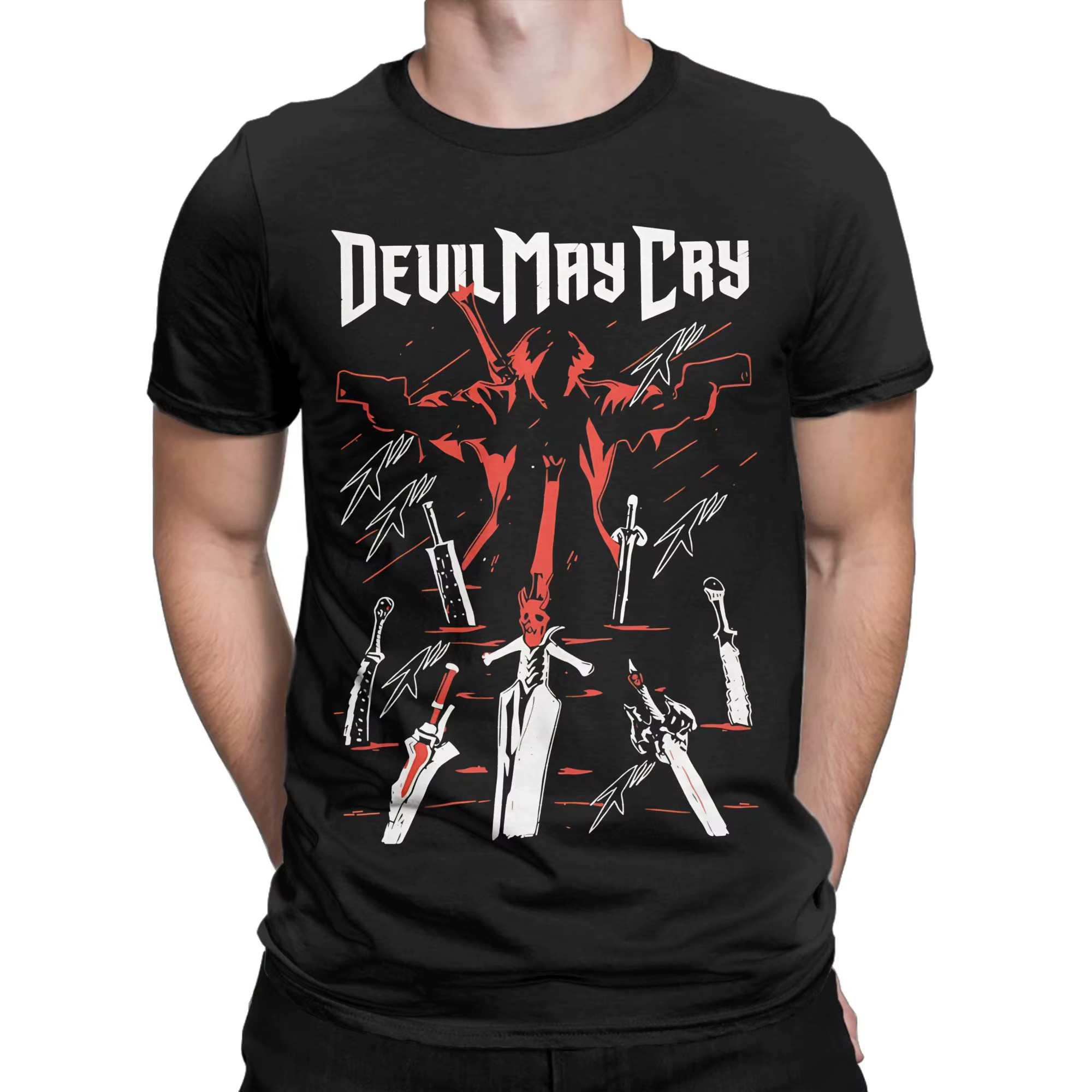 Virgil Funny T-shirt 100% coton D-Devil May Cry pour hommes