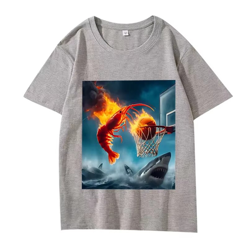 Crevettes Dunking on Shark graphique t-shirt rétro pêche Meme t-shirt femmes à manches courtes été h