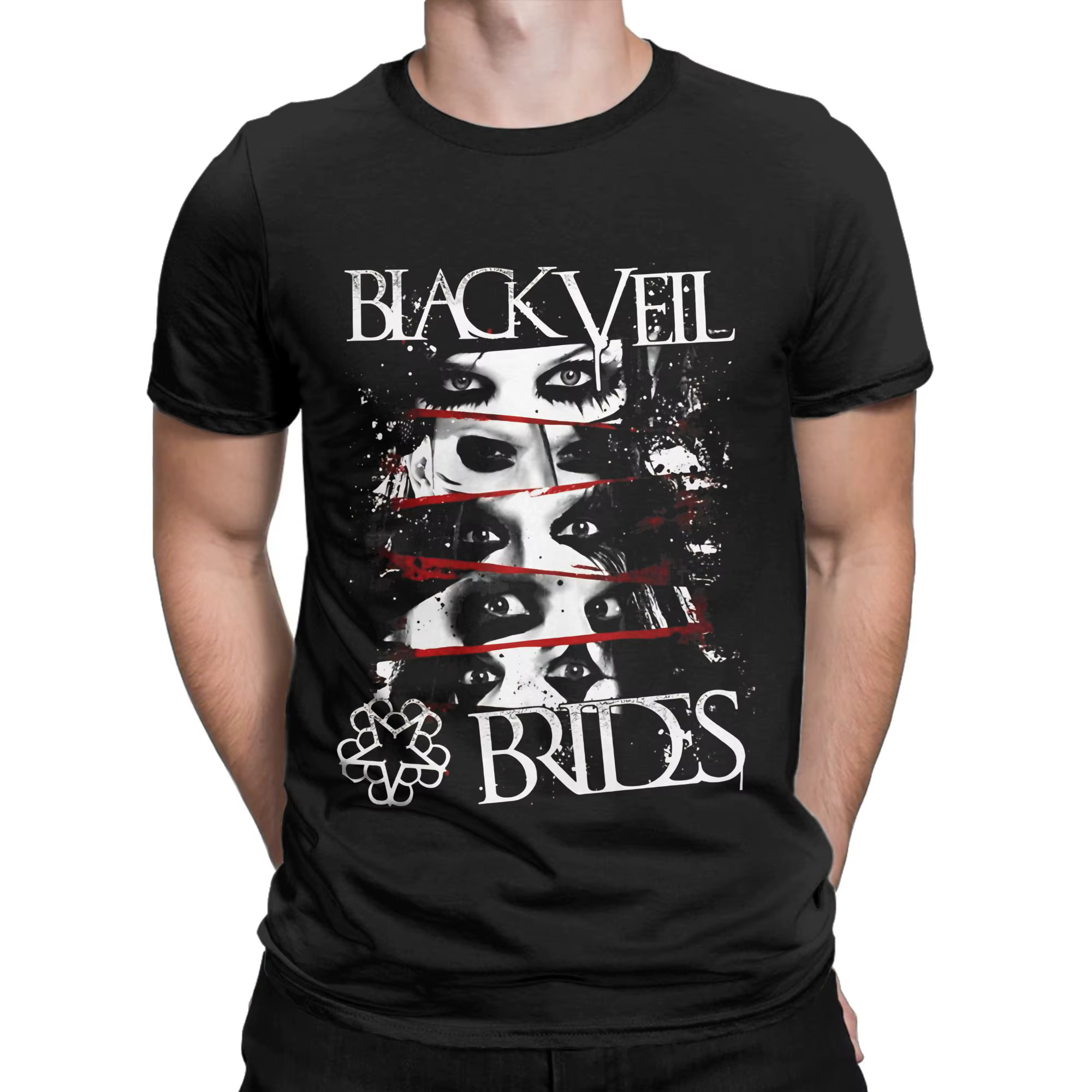 BLACK VEIL BRIDES BAND LOGO T-shirt drôle 100% coton BLACK VEIL BRIDES Tops Tees pour hommes
