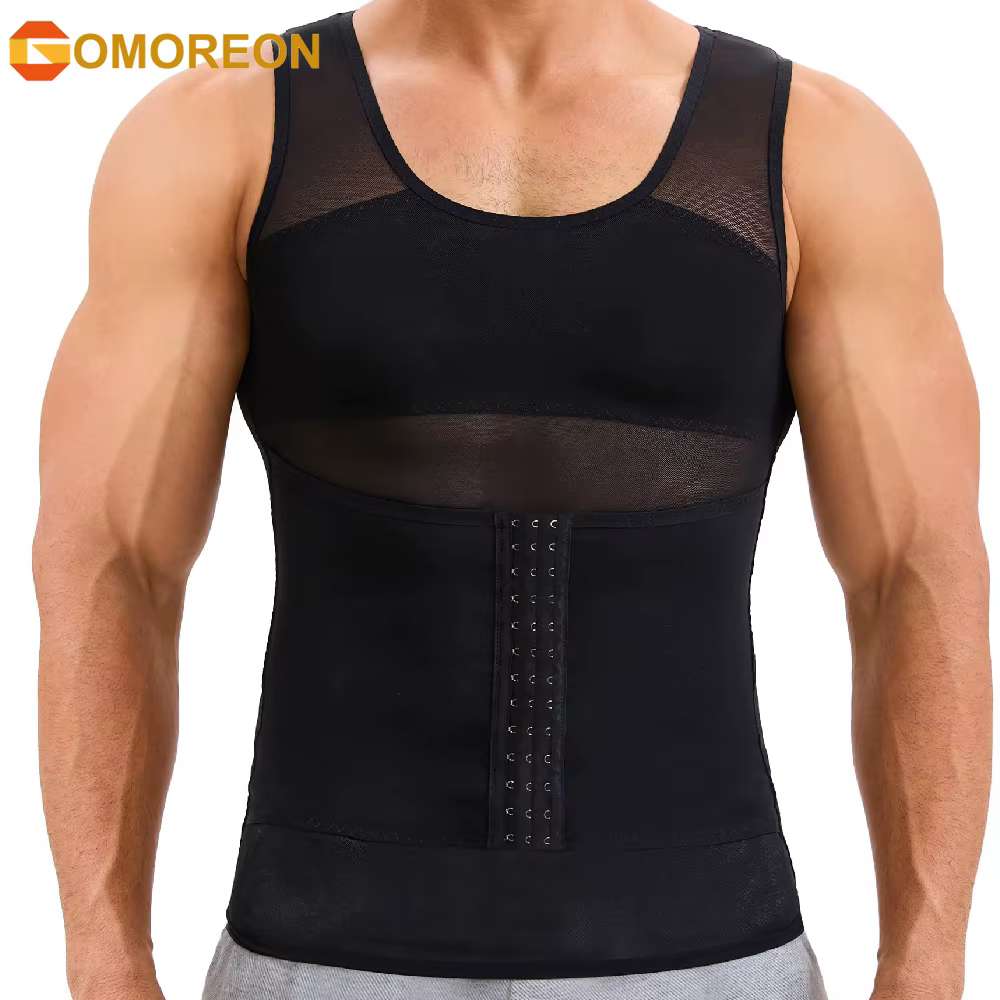 Débardeur Amincissant Sculptant pour Hommes, Gilet de Compression Ventre Plat à Boutons Réglables, G