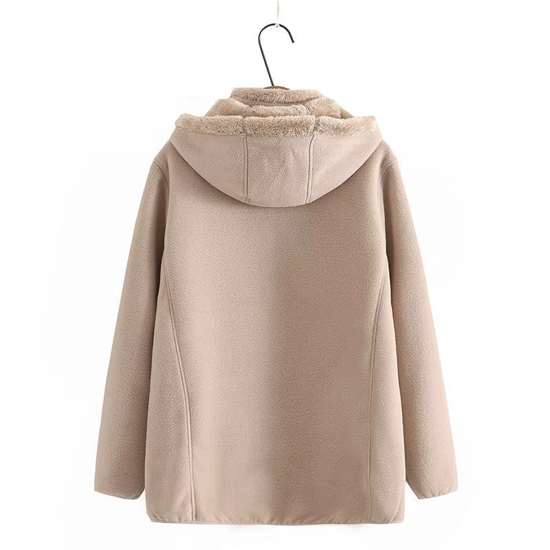 Sweat-shirt à capuche épais pour femme, veste polaire, manteaux avec fermeture éclair, hauts décontr