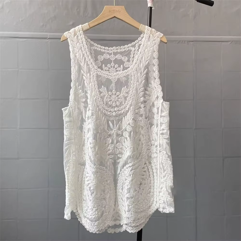 Nouveau tricot creux Crochet hauts évider respirant évider Camisole florale Sexy tricot débardeur fe