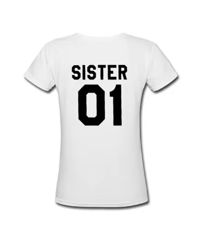 Sister 01 02 lettre imprimer femmes t-shirt à manches courtes col rond lâche amis t-shirt été femmes