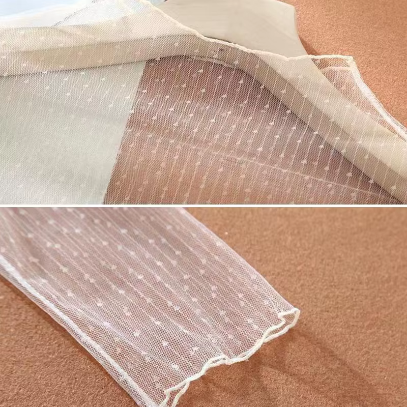 T-shirt sexy en maille et dentelle transparente pour femmes, col rond, manches longues transparentes