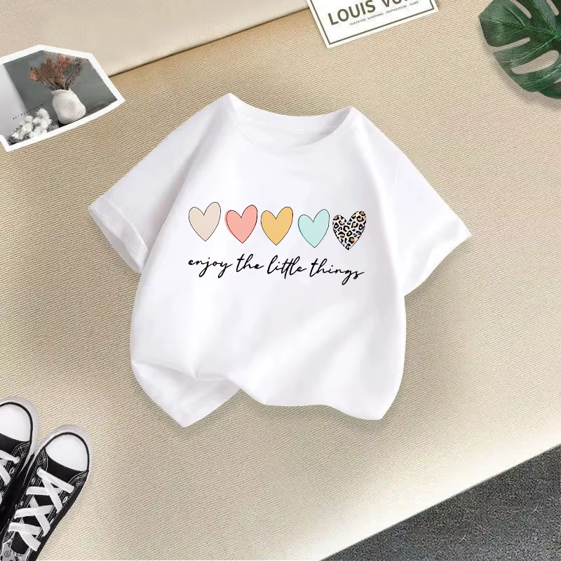 T-shirt à Manches Courtes et Col Rond pour Enfant, Vêtement Décontracté, à la Mode, pour Garçon et F