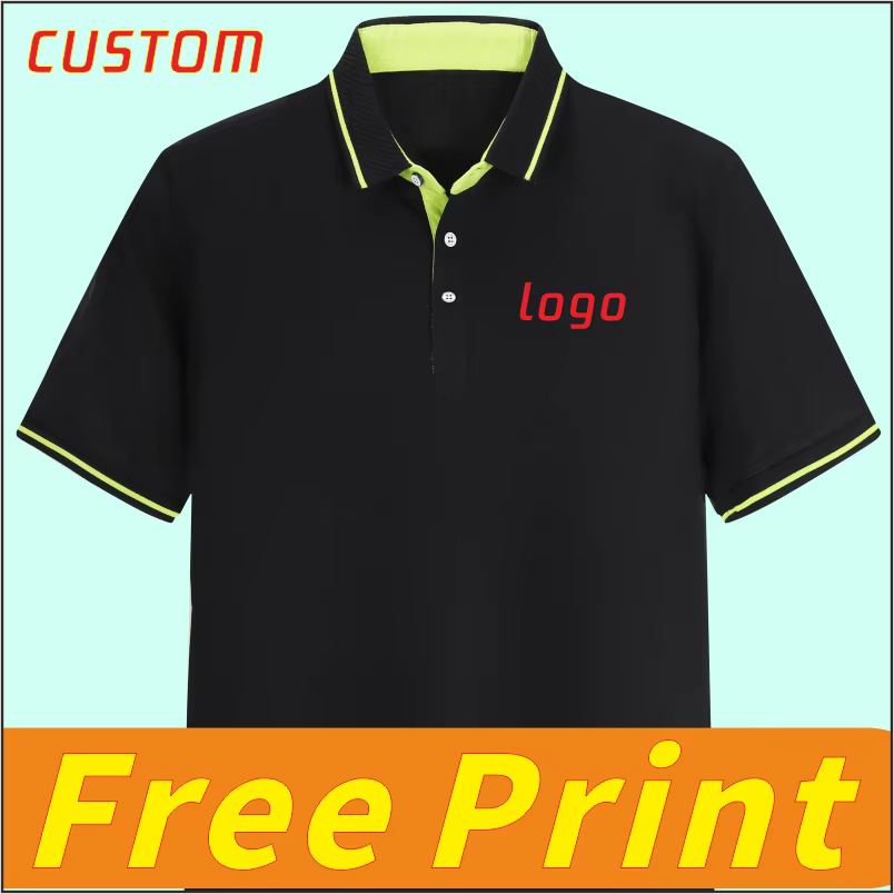 Personnalisation de polos haut de gamme, T-shirt d'été à manches courtes avec logo imprimé, icône br